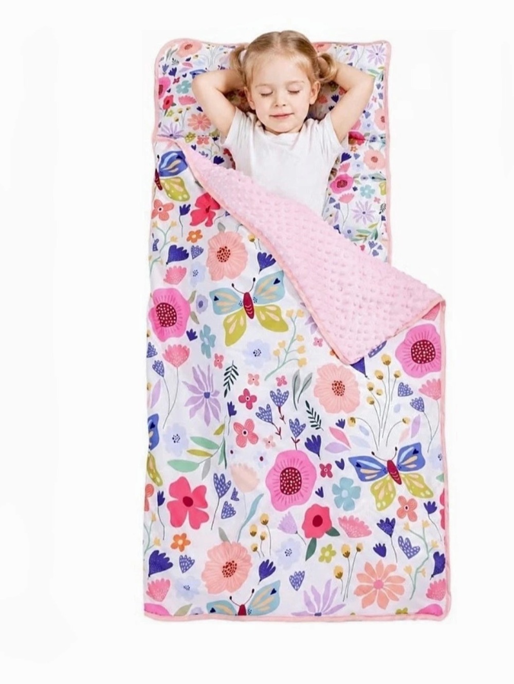 Floral Butterfly Nap Mat in Pink & White